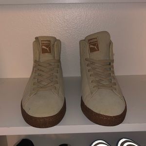 High top suede khaki Puma sneakers